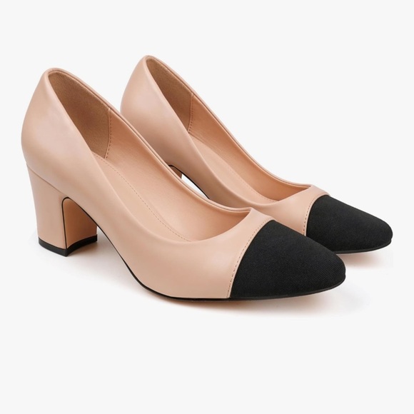 🆕Slingback Heels for Women Chunky Pumps Splicing Round Toe Pumps Office Shoes 11 - Picture 1 of 8